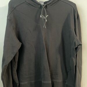 Puma Black Pullover Hoodie with Small White PUMA Cat Logo